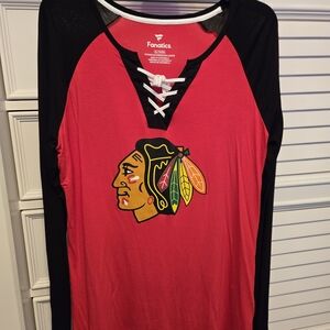 Fanatics Red and Black Long Sleeve Tee